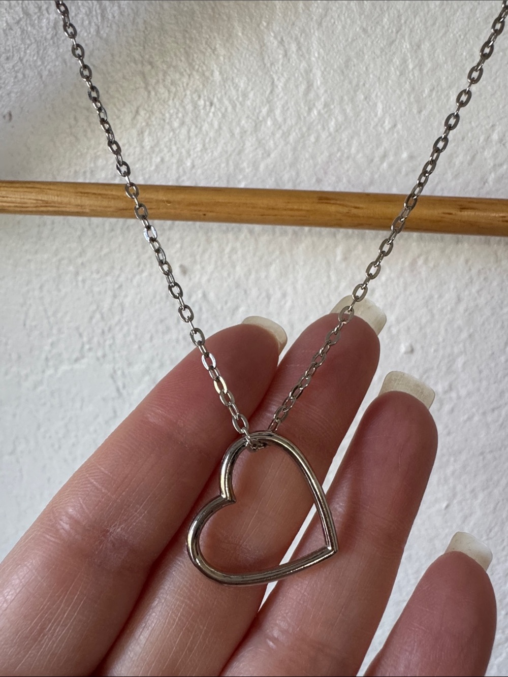 Silver Tone Open Heart Necklace